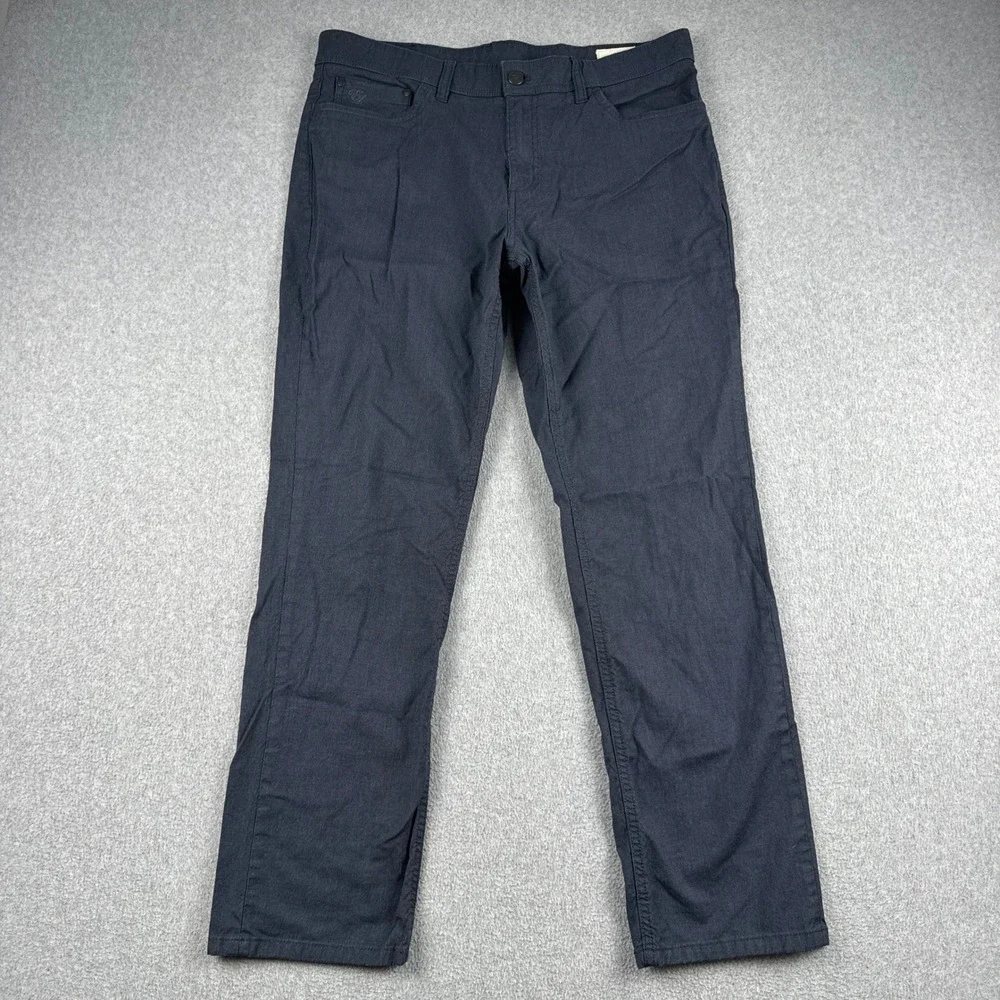 English Laundry Pants Mens 34x30 Straight Leg Navy Blue Micro Check Stretch